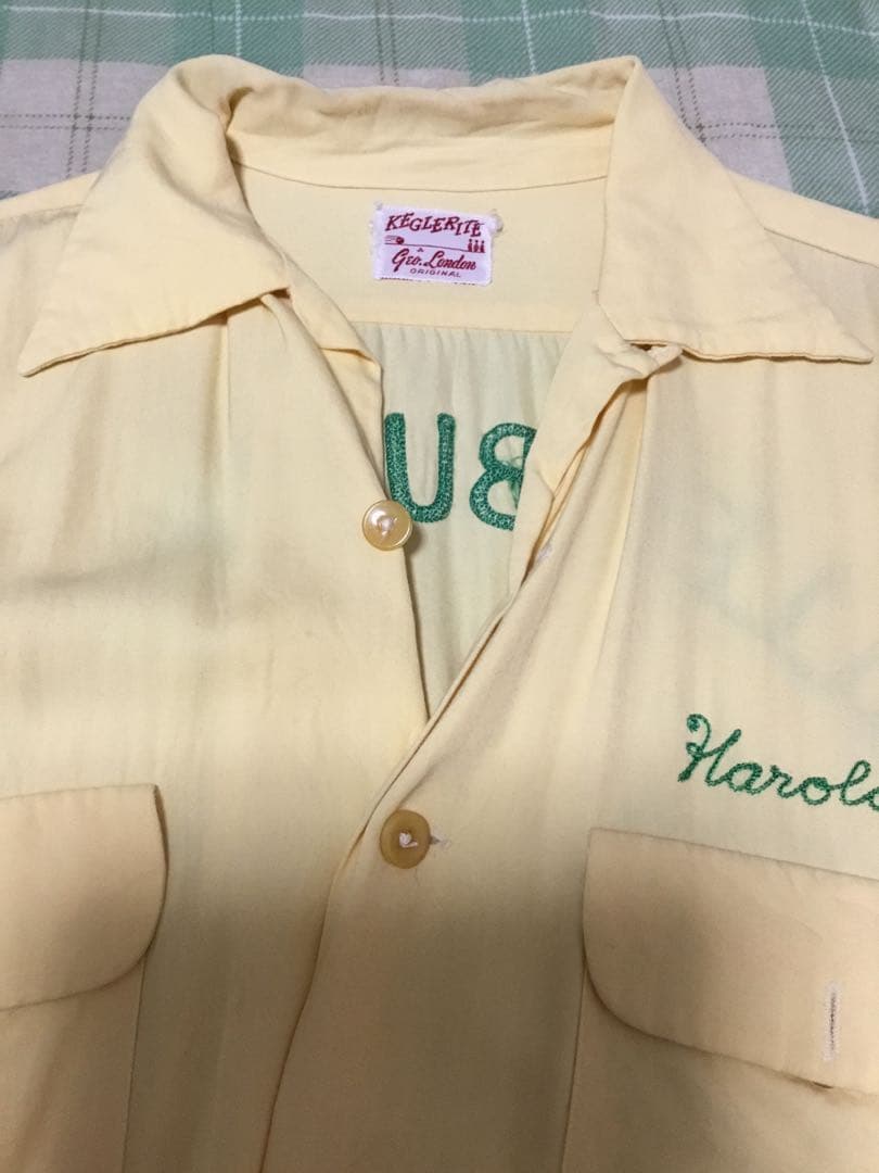 ボーリングシャツ長袖ギャバシャツ　ビンテージ　50S ロカビリー