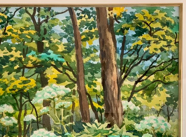 繁野三郎の8号肉筆水彩画「円山」(1979年作)【真作・新額装・美品】