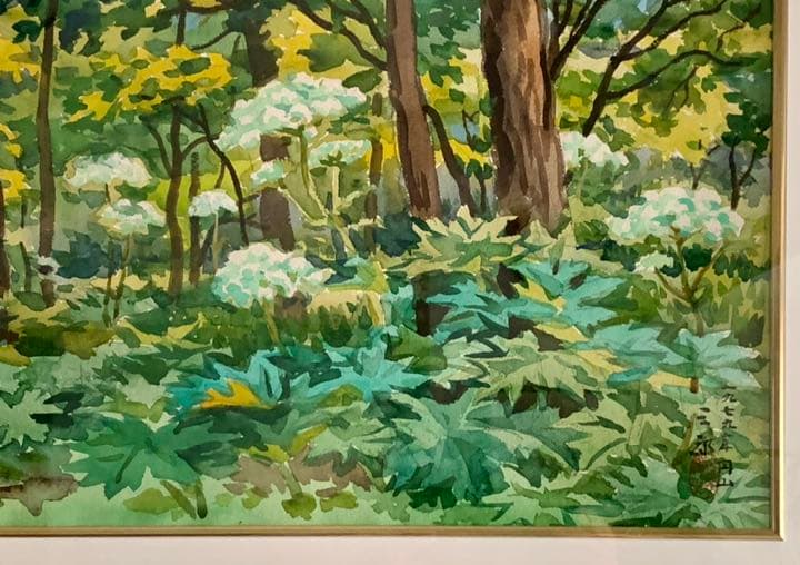 繁野三郎の8号肉筆水彩画「円山」(1979年作)【真作・新額装・美品】