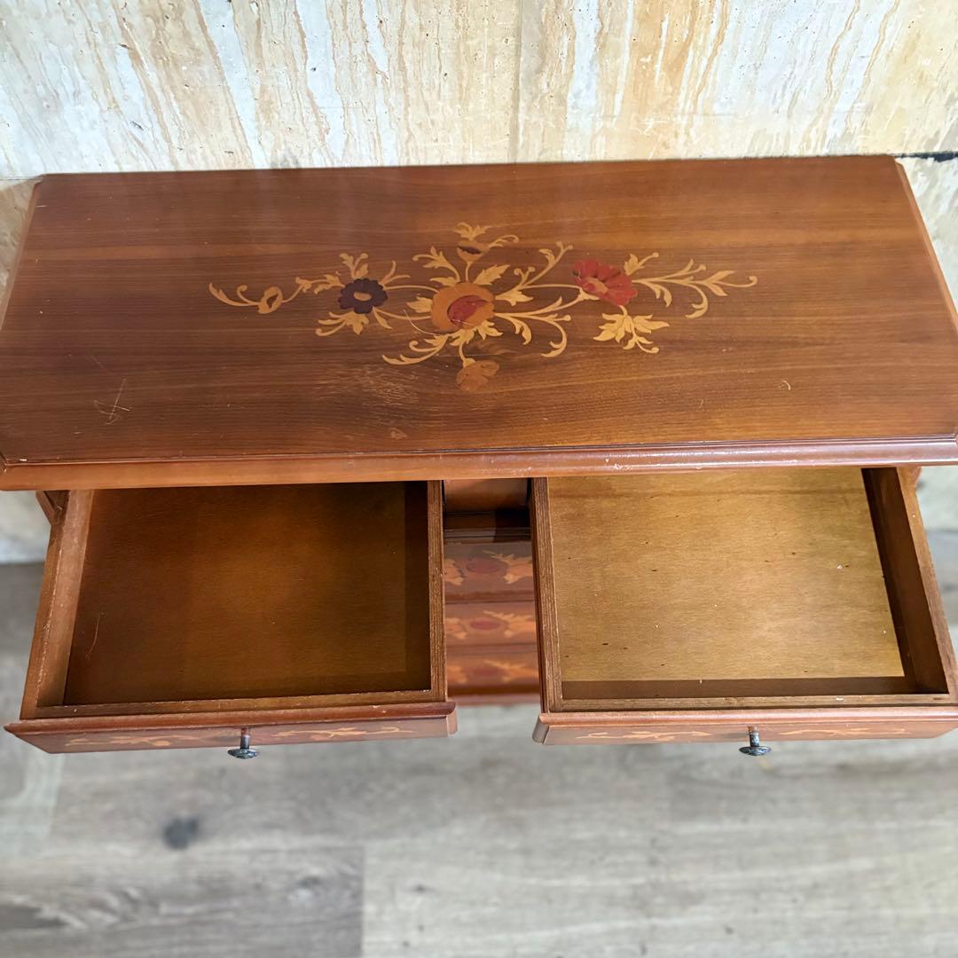 イタリア　猫脚　象嵌細工　4段チェスト ヴィンテージ