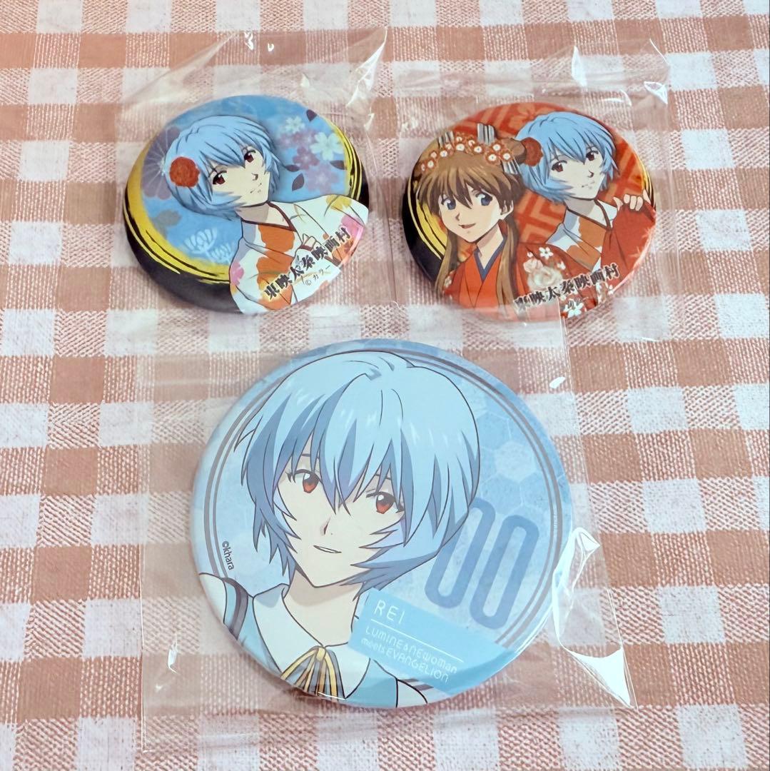 エヴァンゲリオン 綾波レイ アスカ ルミネ 太秦映画村 缶バッジ
