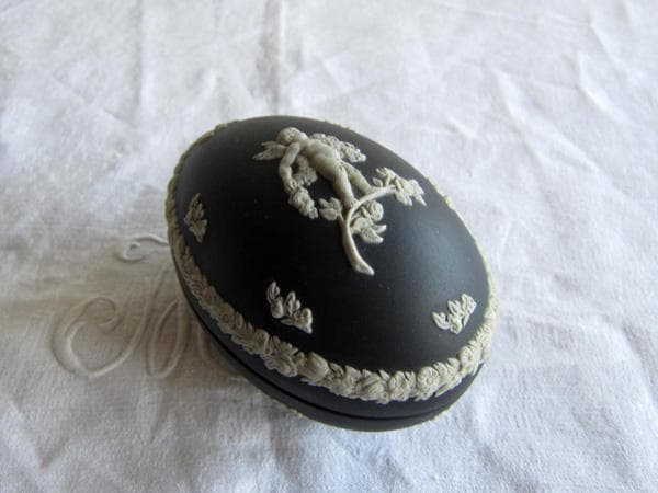 ウエッジウッド ブラックジュピター 天使 小物入 イギリスヴィンテージ