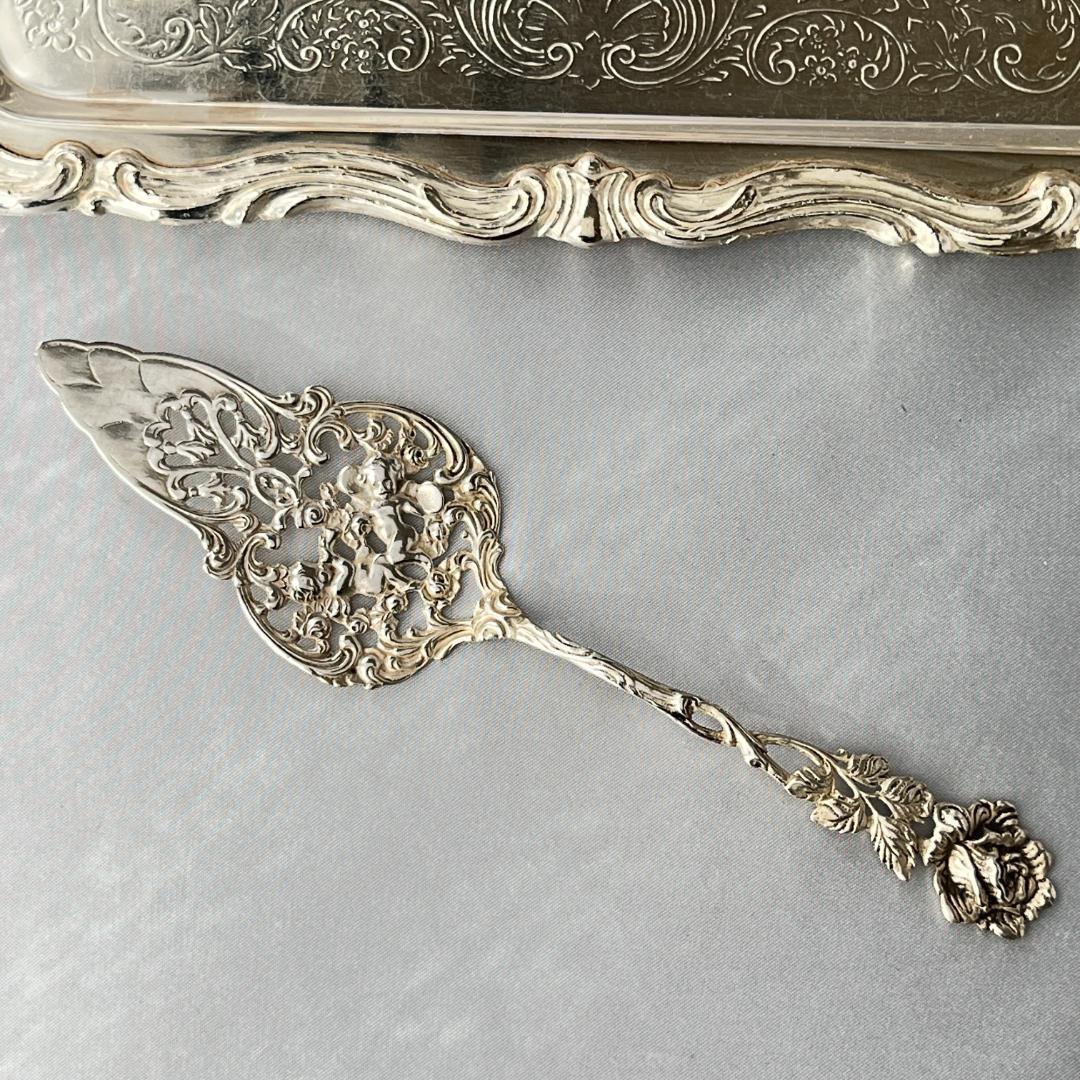 【 Bodemer】 天使と薔薇と透かしのケーキサーバー【純銀】