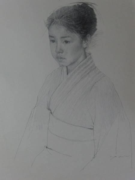 藤井勉、襟、豪華画版画、希少な大判額装用画集より、新品高級額装付