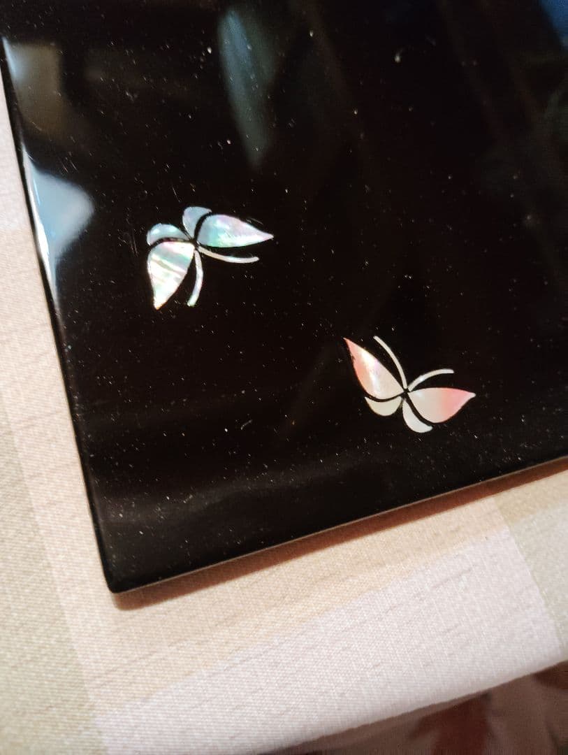 【高岡漆器 螺鈿細工 黒塗銘々皿5枚セット 美品】