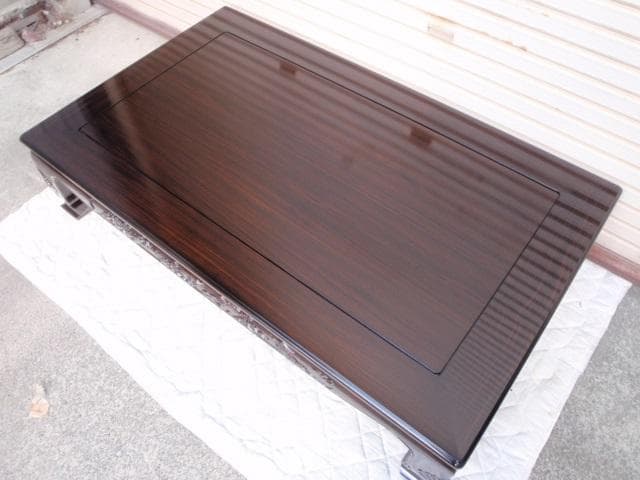 新品！半額以下！！黒檀 無垢 5尺(150巾)座敷机 太脚 座卓 検/花梨 欅