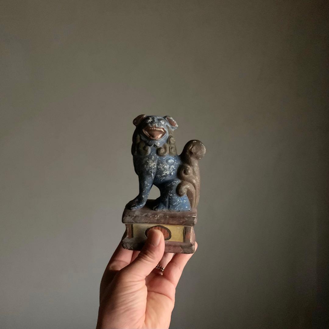 獅子と狛犬 陶人形 古美術 古道具 アンティーク 獅子 狛犬