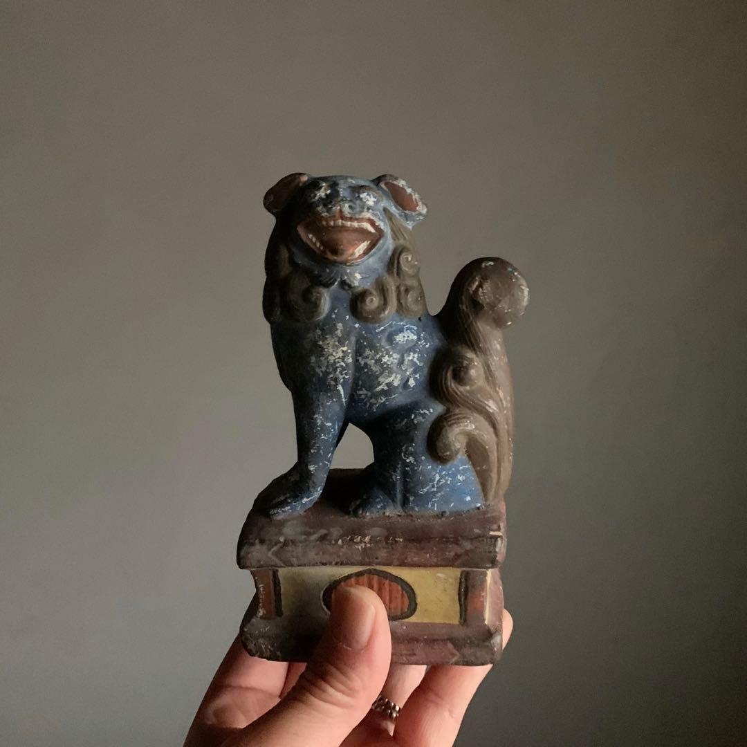 獅子と狛犬 陶人形 古美術 古道具 アンティーク 獅子 狛犬