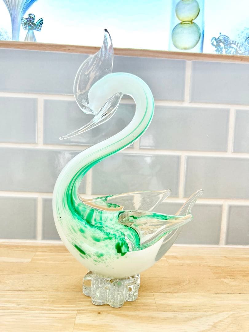 ヴェネチア ベネチア グラス ガラス工芸 swan 白鳥 スワン オブジェ 置物