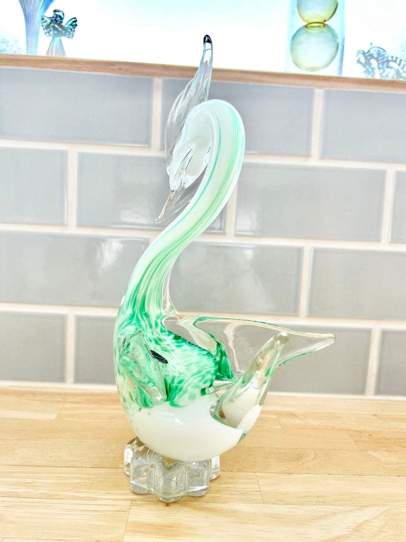 ヴェネチア ベネチア グラス ガラス工芸 swan 白鳥 スワン オブジェ 置物