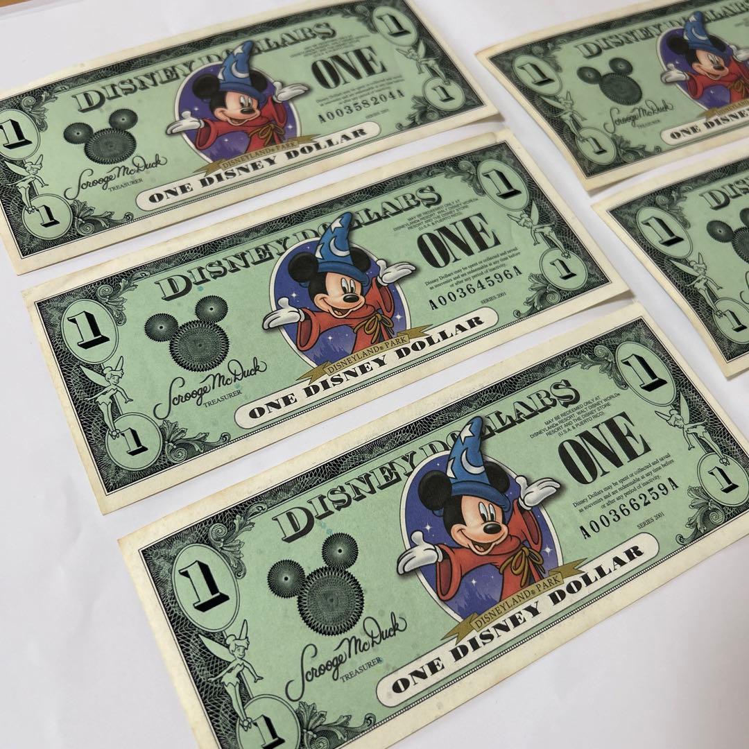 Disney dollar ディズニー　ドル　ミッキーマウス5枚セット