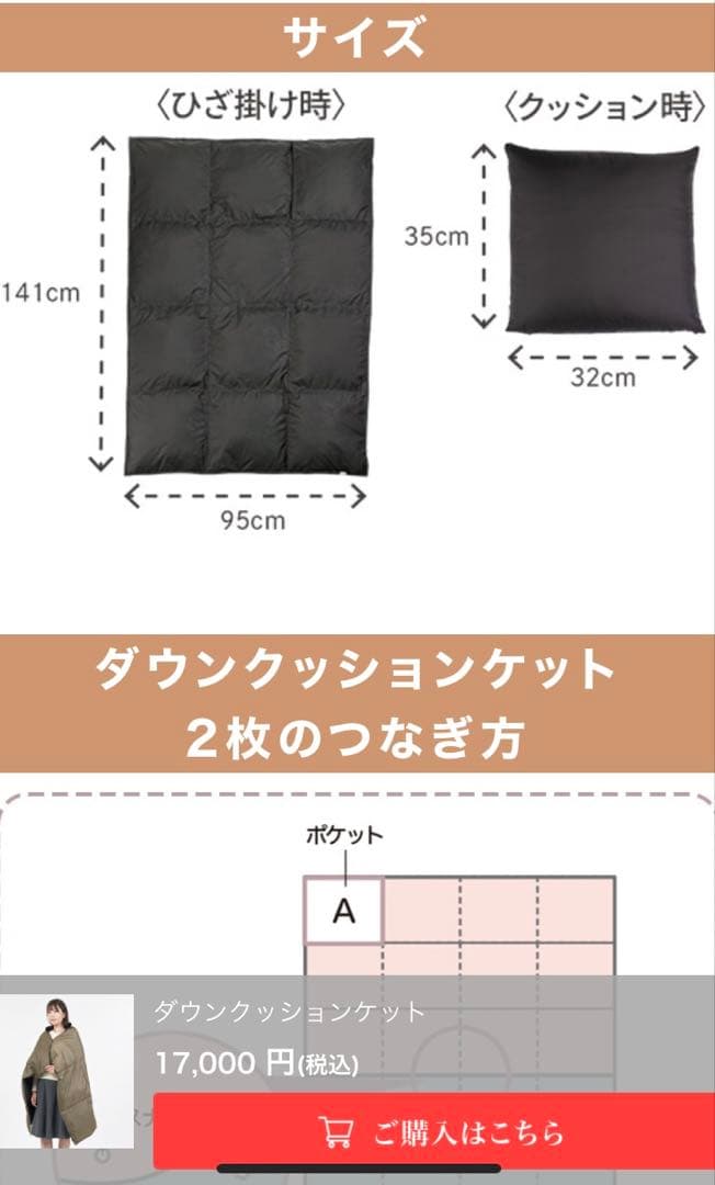 【新品 未使用】東洋羽毛　ダウンクッションケット　キャンプや防災　お値下げ