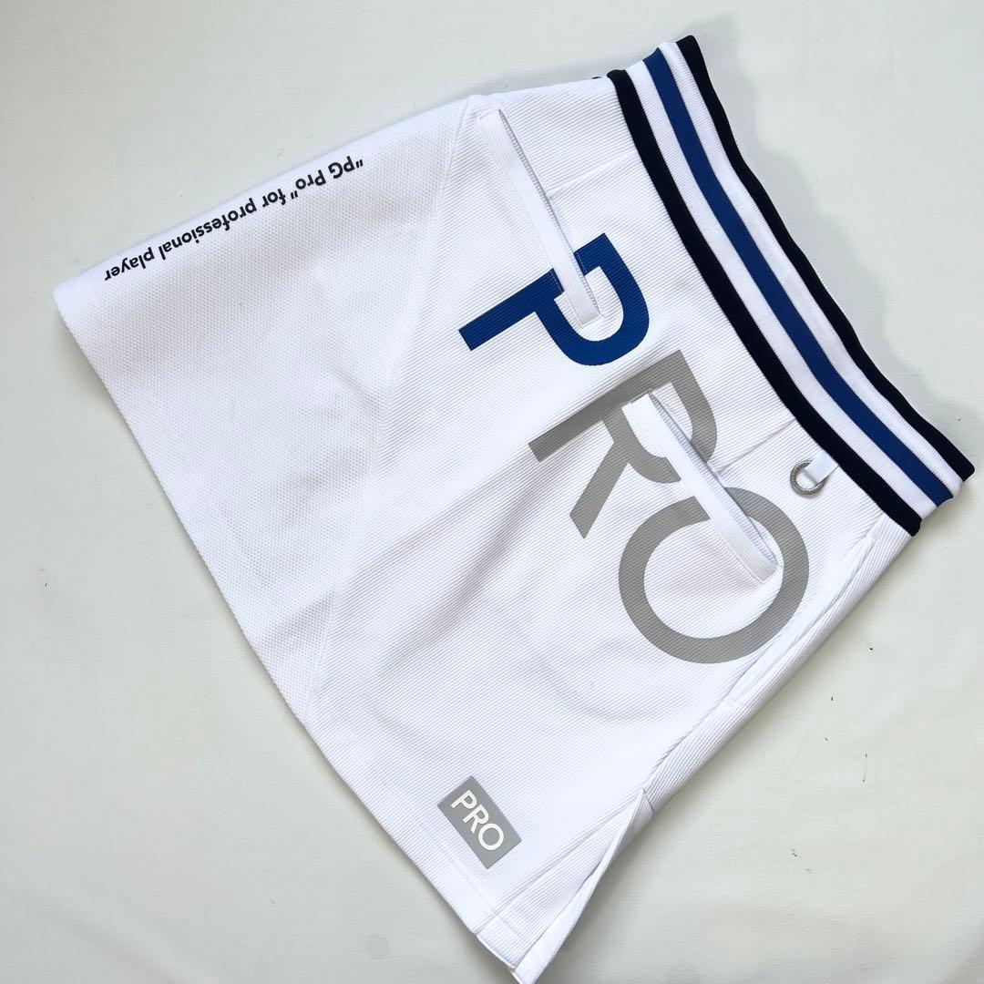 パーリーゲイツ　セットアップ　白×青　ポロシャツ　スカート　ゴルフ　総柄　ロゴ