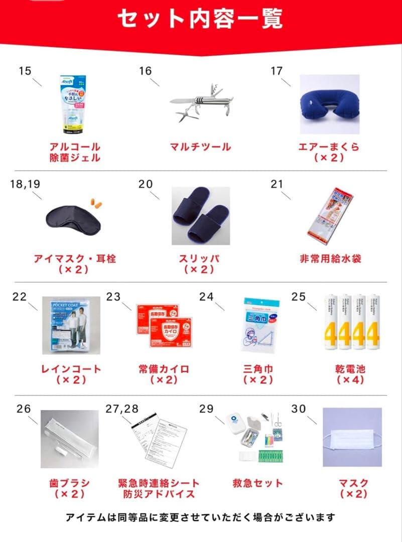 防災防犯ダイレクト　防災セットplus(2人用)地震対策　30点　新品未使用