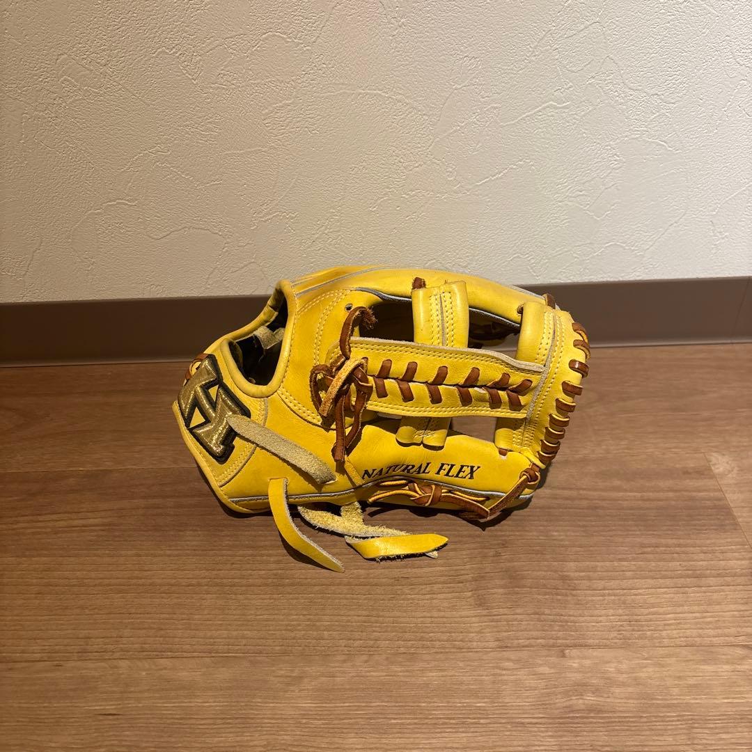 ぴ*ー様 【レア旧ロゴ】心極　ハイゴールド　内野手　 軟式用　グローブ