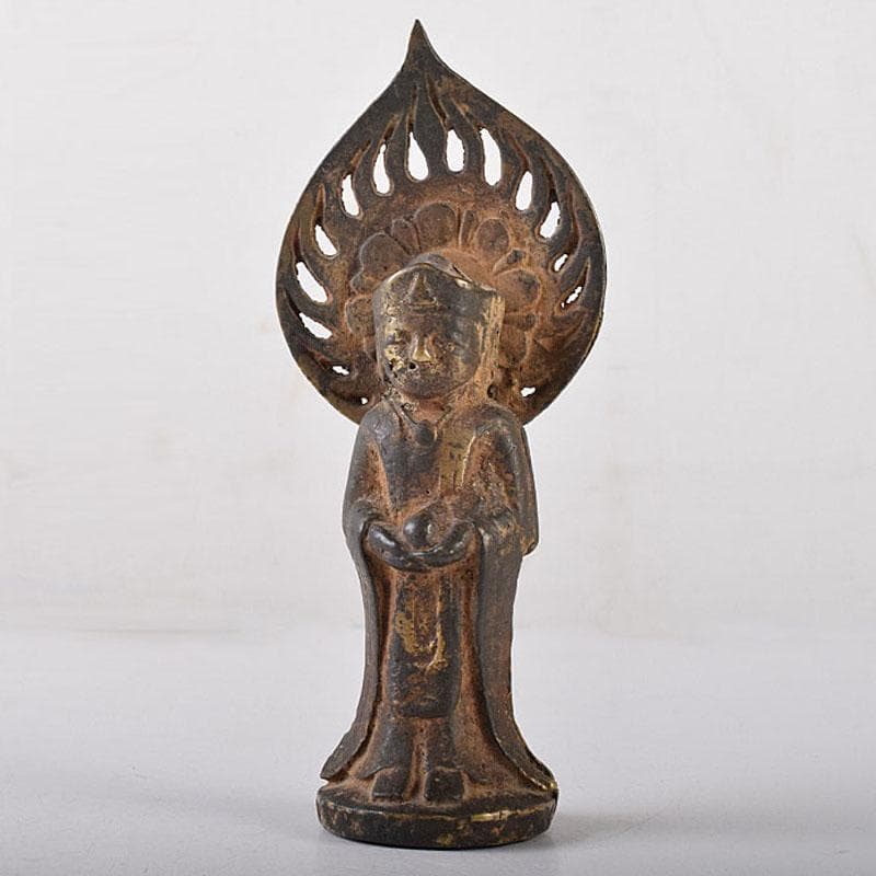 マツ　中国　古銅塗金　チベット仏　仏像　M　R8661