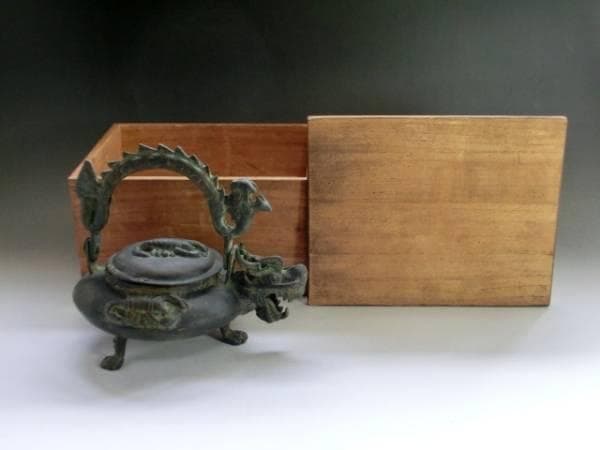 鉄瓶■蠍紋 龍 古い時代物3つ足持ち手龍茶瓶 急須 水差し古玩 唐物 骨董■