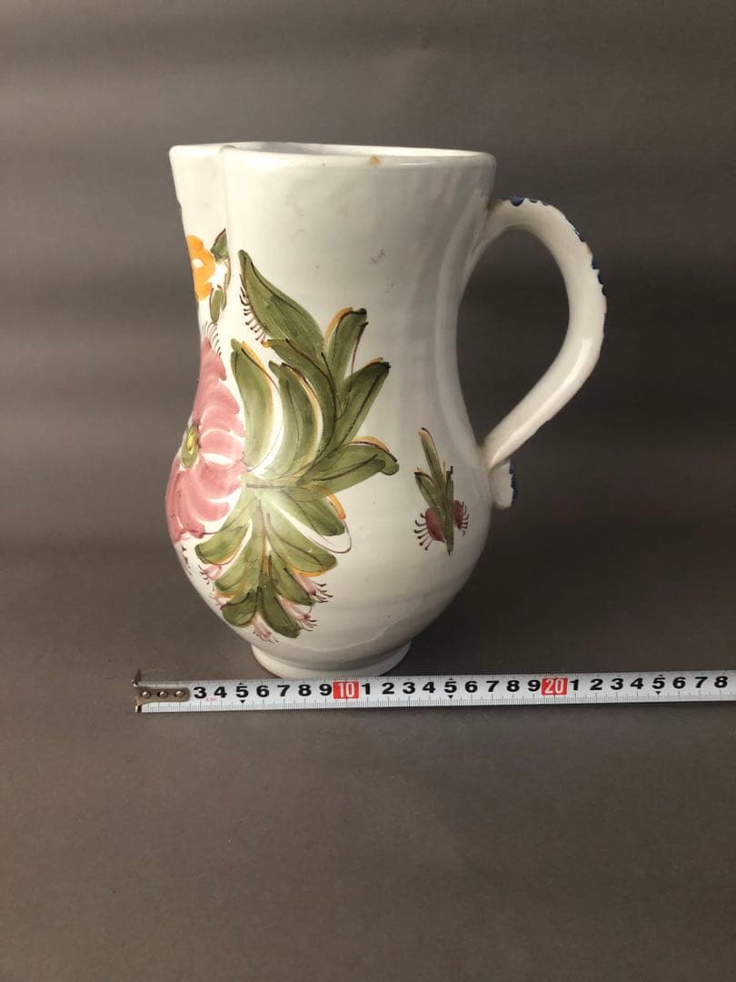 スペイン陶器　花柄のマニセス焼　水差し　ピッチャー