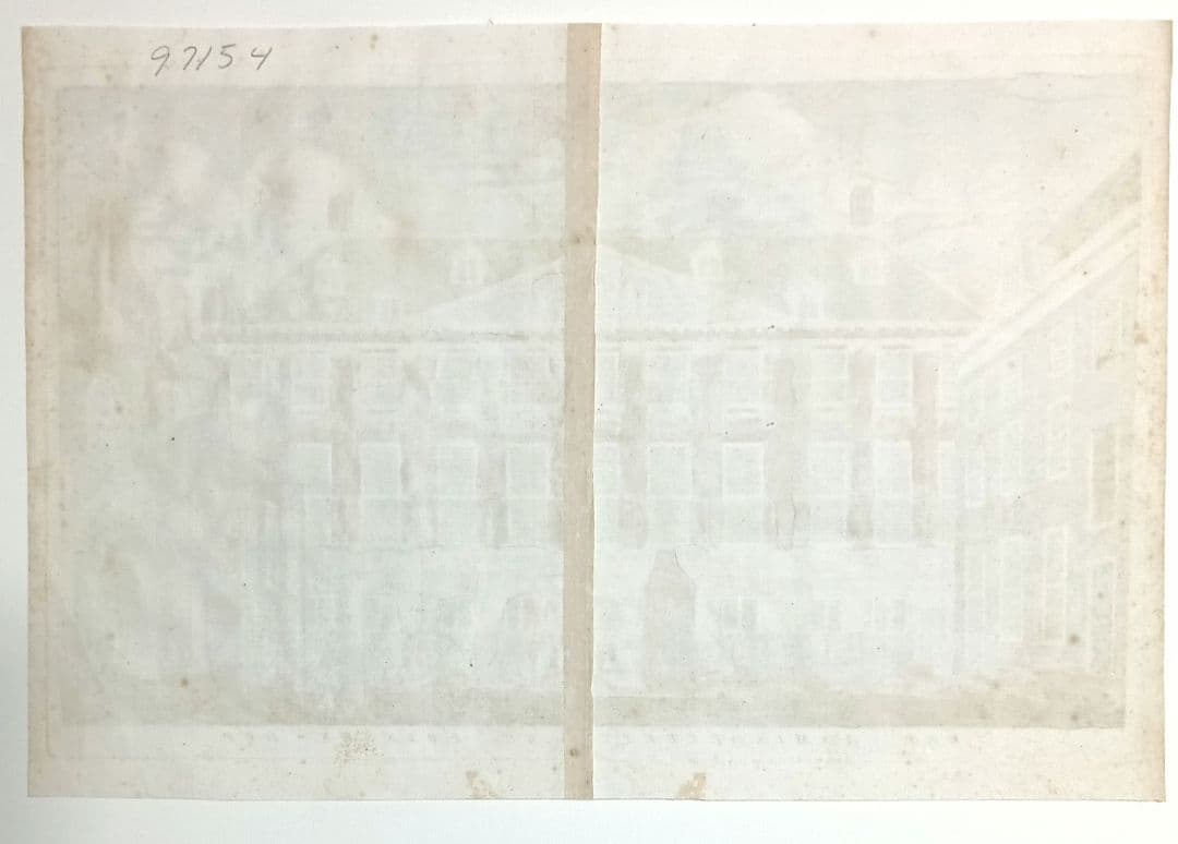 額装品　18世紀　J.WAGENAAR 「提督府または侯爵の庭/館」美品　景観図