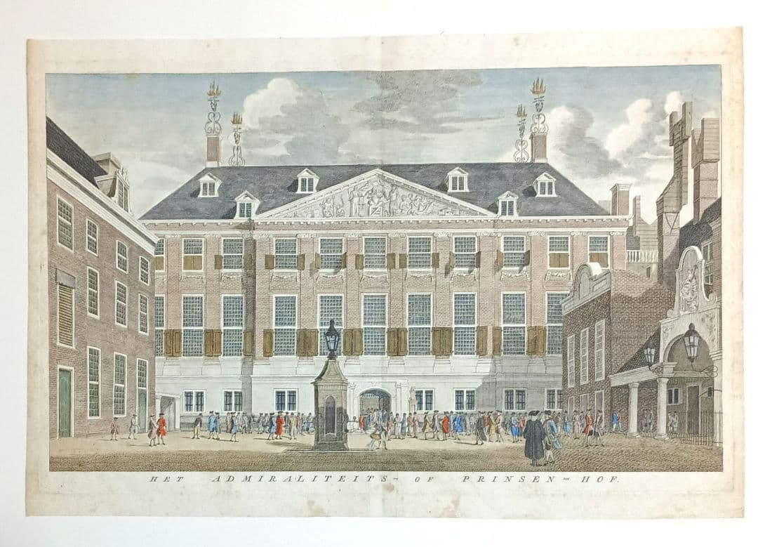 額装品　18世紀　J.WAGENAAR 「提督府または侯爵の庭/館」美品　景観図