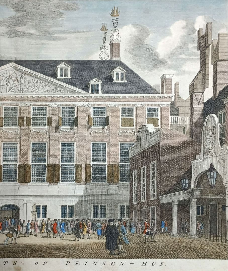 額装品　18世紀　J.WAGENAAR 「提督府または侯爵の庭/館」美品　景観図