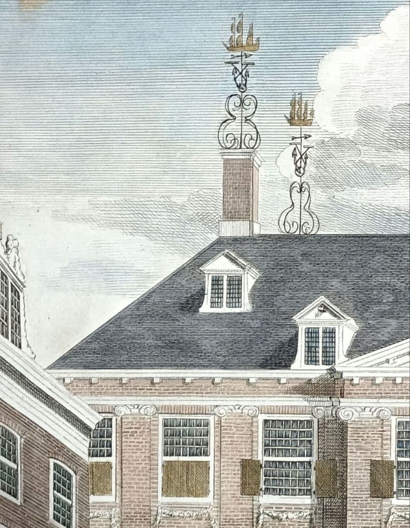 額装品　18世紀　J.WAGENAAR 「提督府または侯爵の庭/館」美品　景観図