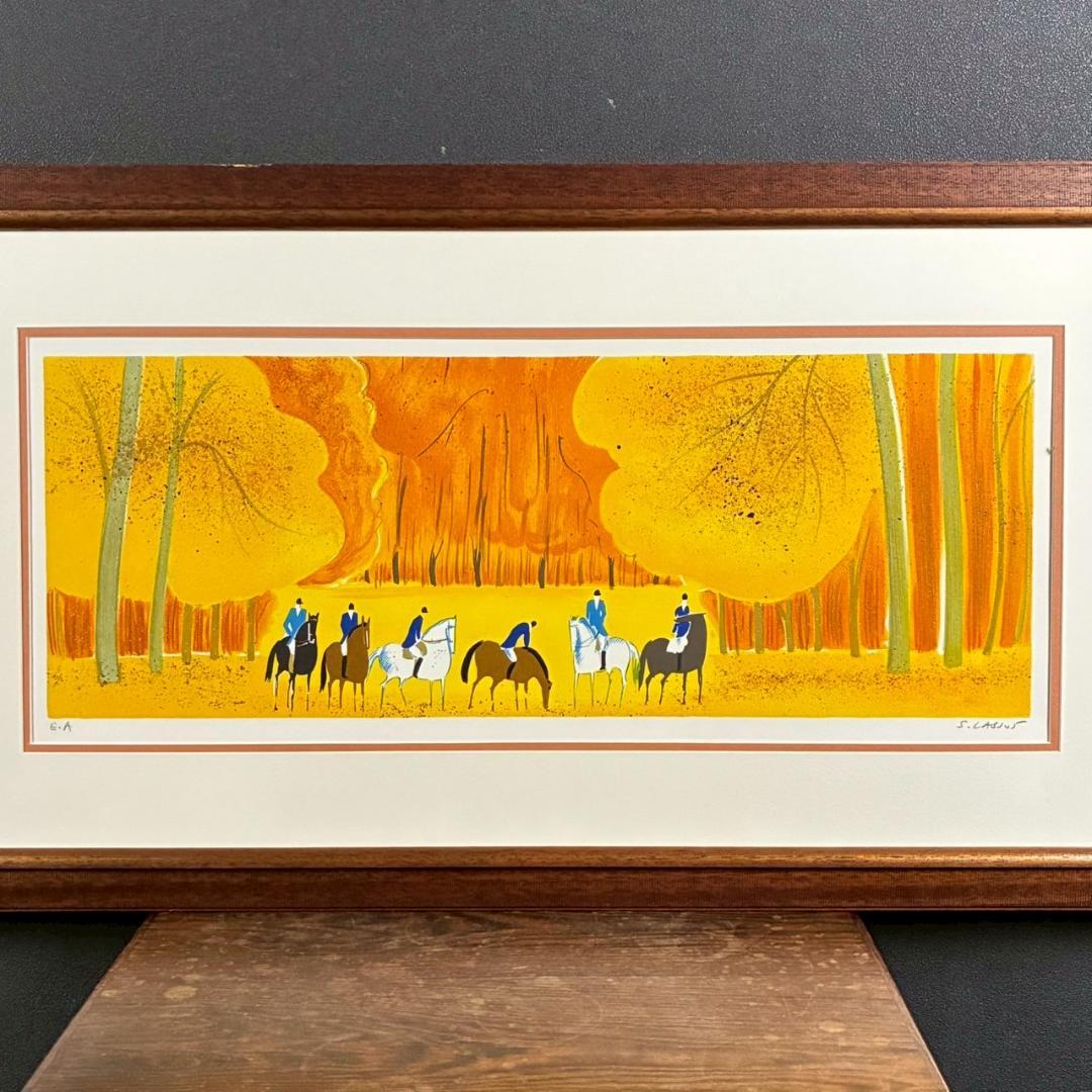 美品 セルジュ・ラシス「秋の遠乗り」リトグラフ 直筆サイン入り