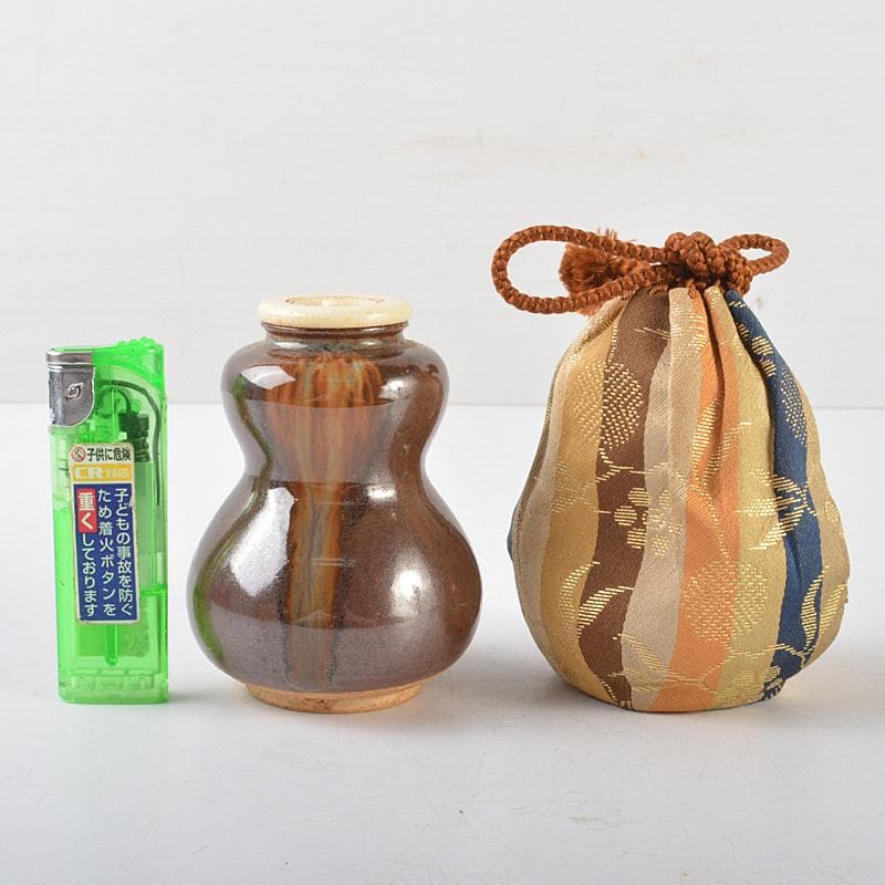 茶道具　平安　万代喜山造　瓢茶入　仕覆付　共箱　V　R6451