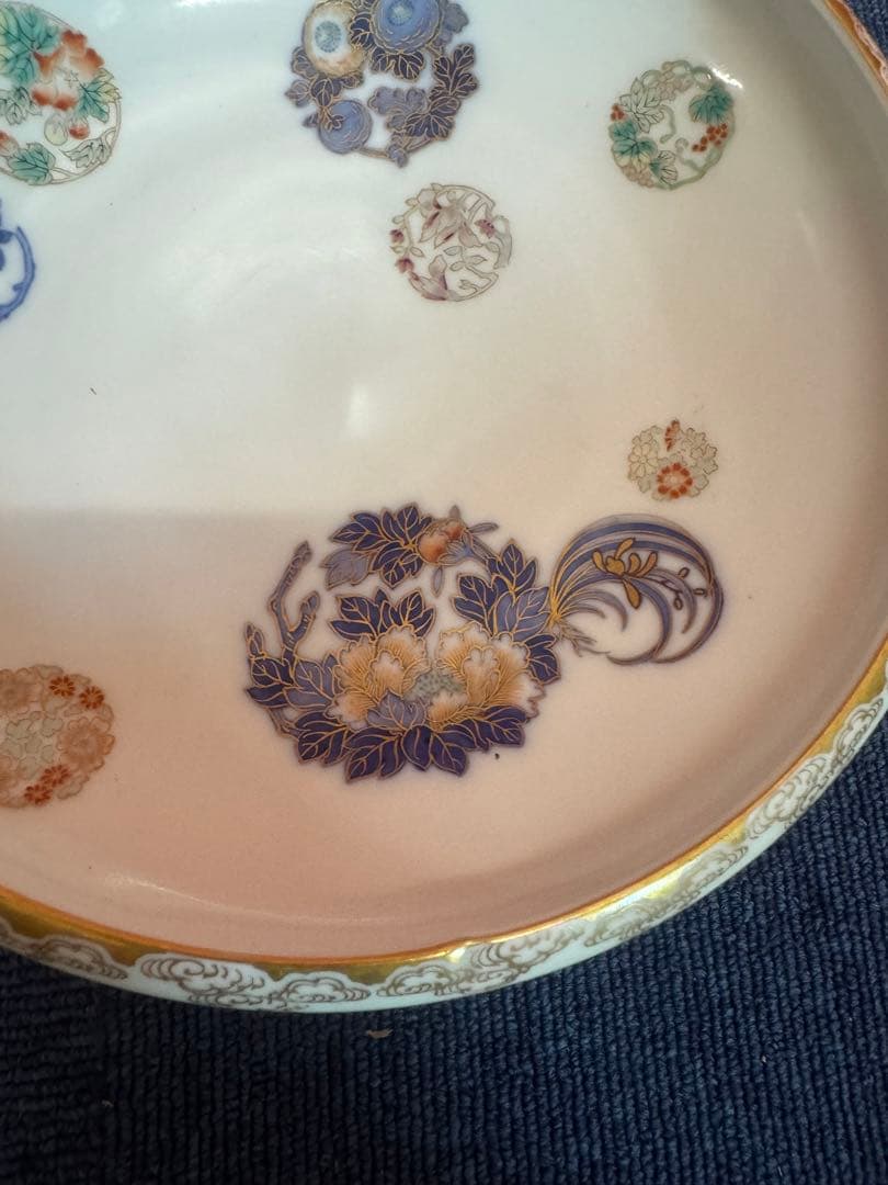 2060 深川製磁　染錦　花丸紋　鉢　金彩