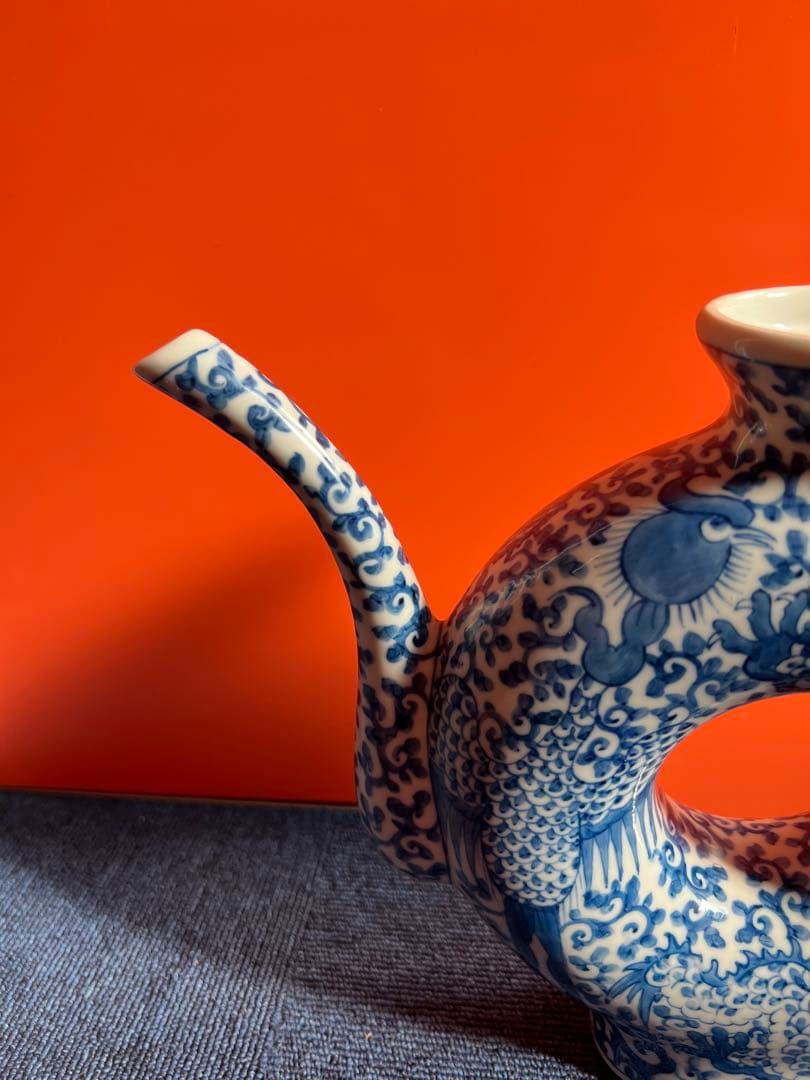 1089 水注　大清雍正年製款 龍鳳凰染付水差し 中国 古美術 時代物 骨董品