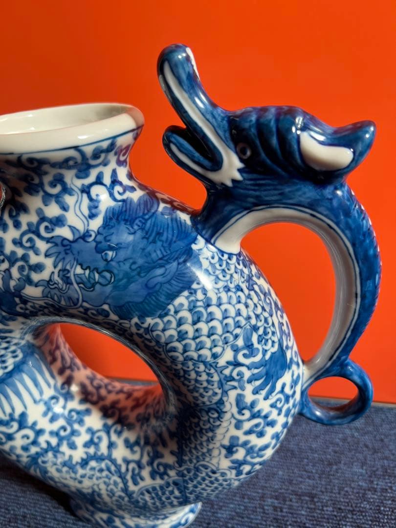 1089 水注　大清雍正年製款 龍鳳凰染付水差し 中国 古美術 時代物 骨董品