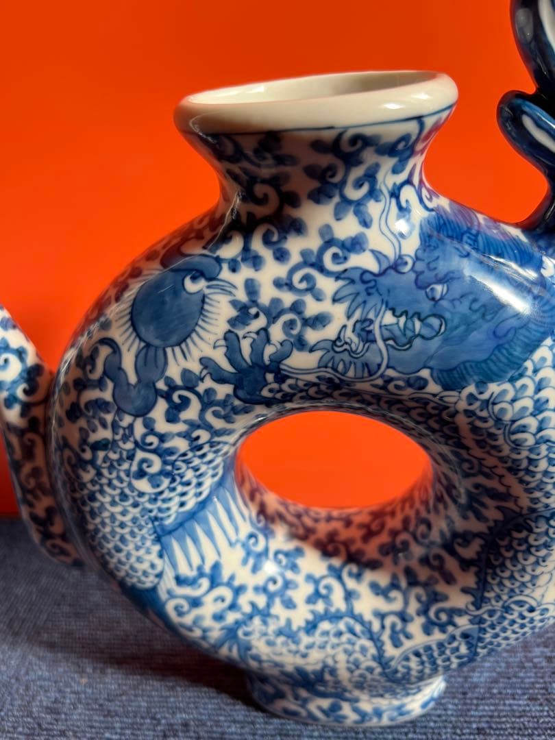 1089 水注　大清雍正年製款 龍鳳凰染付水差し 中国 古美術 時代物 骨董品