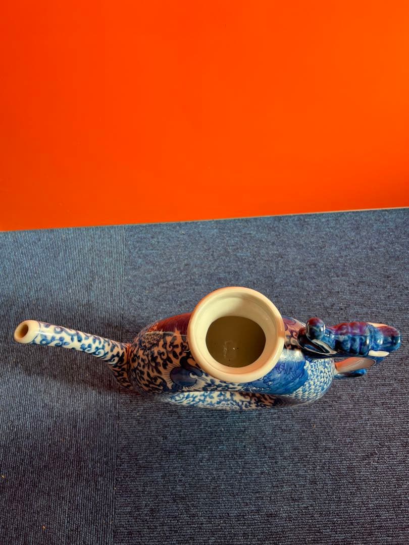 1089 水注　大清雍正年製款 龍鳳凰染付水差し 中国 古美術 時代物 骨董品