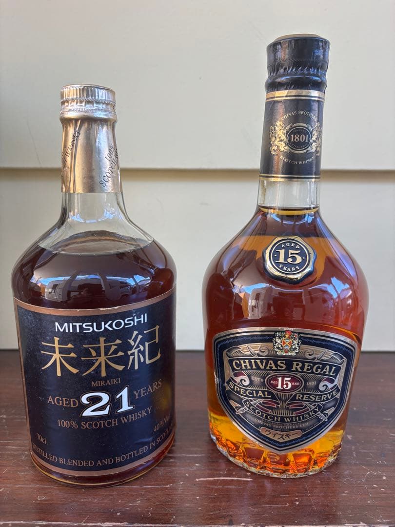 古酒2本セット「三越 未来紀 21年」＆「シーバスリーガル 15年」ウイスキー