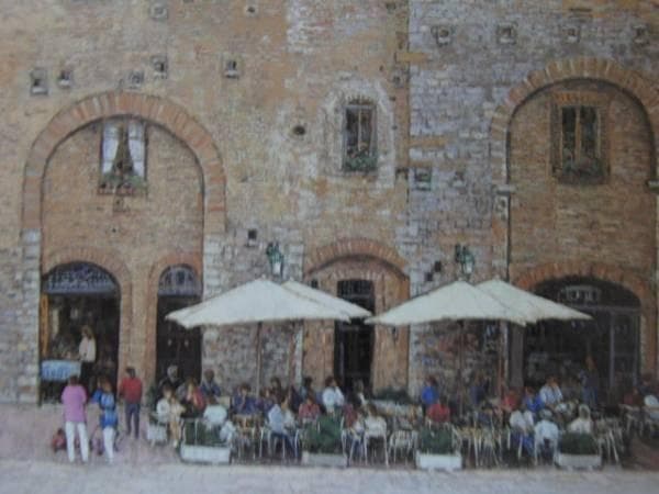 山之井芳郎、サンジミニヤーノ希少画集画、新品高級額、額装付、状態良好