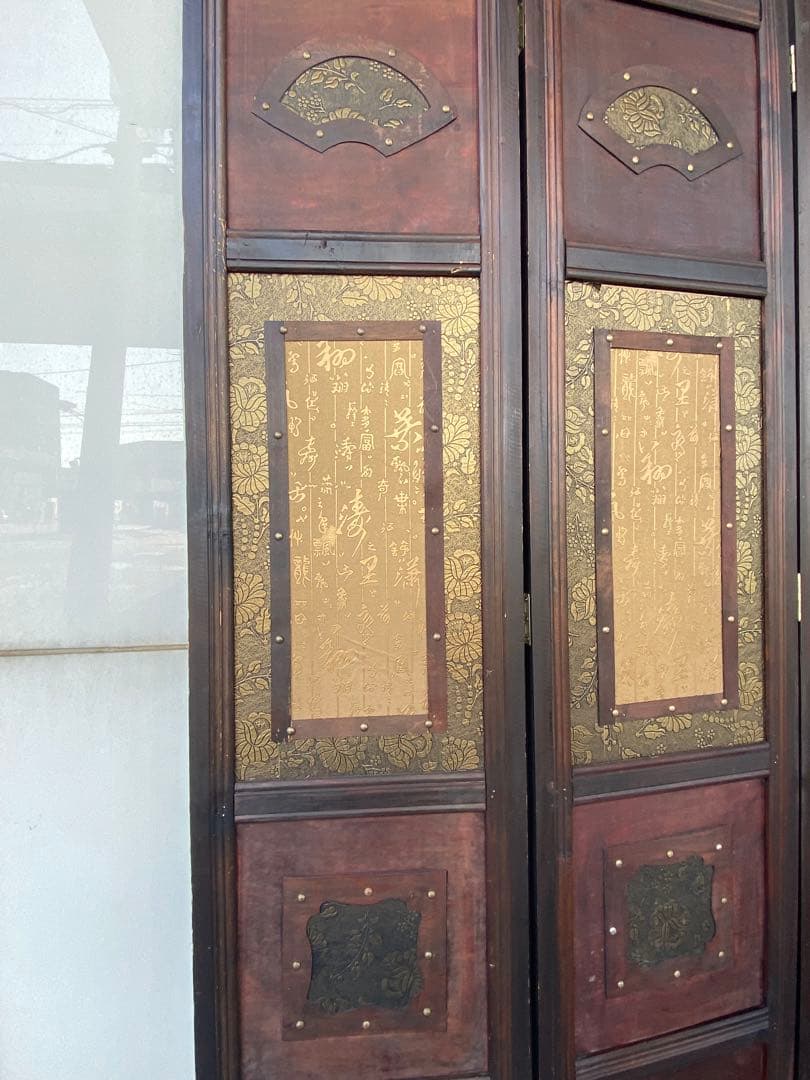 唐物 中国风の骨董品木屏風　年代不詳、骨董品　入手困難　割引相談可2