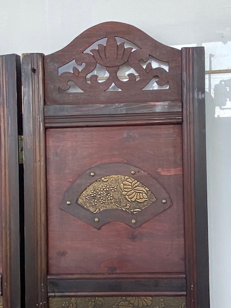 唐物 中国风の骨董品木屏風　年代不詳、骨董品　入手困難　割引相談可2