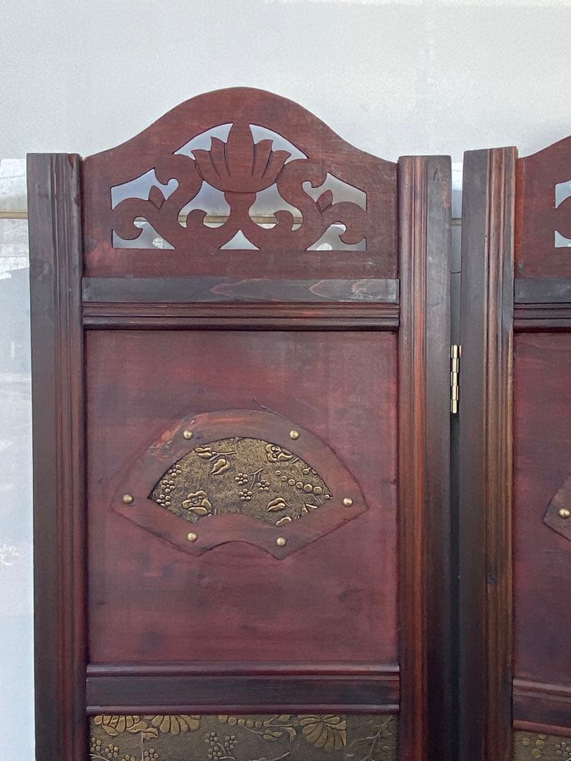 唐物 中国风の骨董品木屏風　年代不詳、骨董品　入手困難　割引相談可2