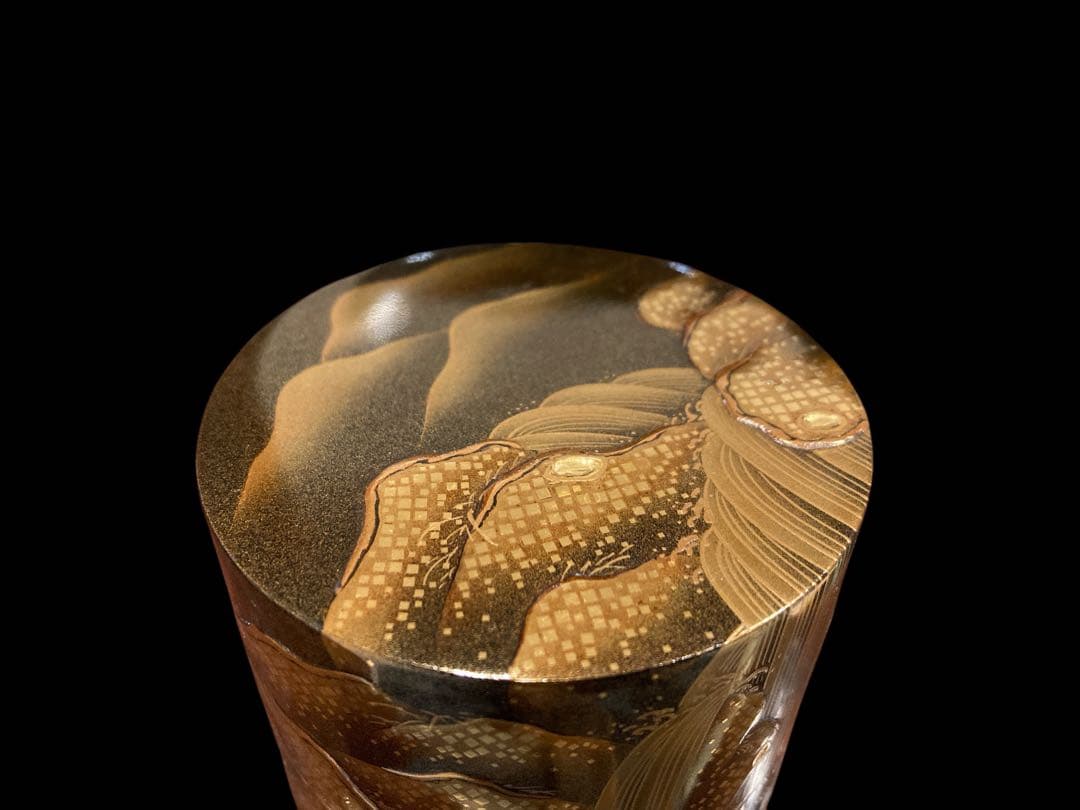 茶道具 金地 滝山水蒔絵 中次 奥野雄山 棗 雄山作 漆器 金蒔絵 茶器