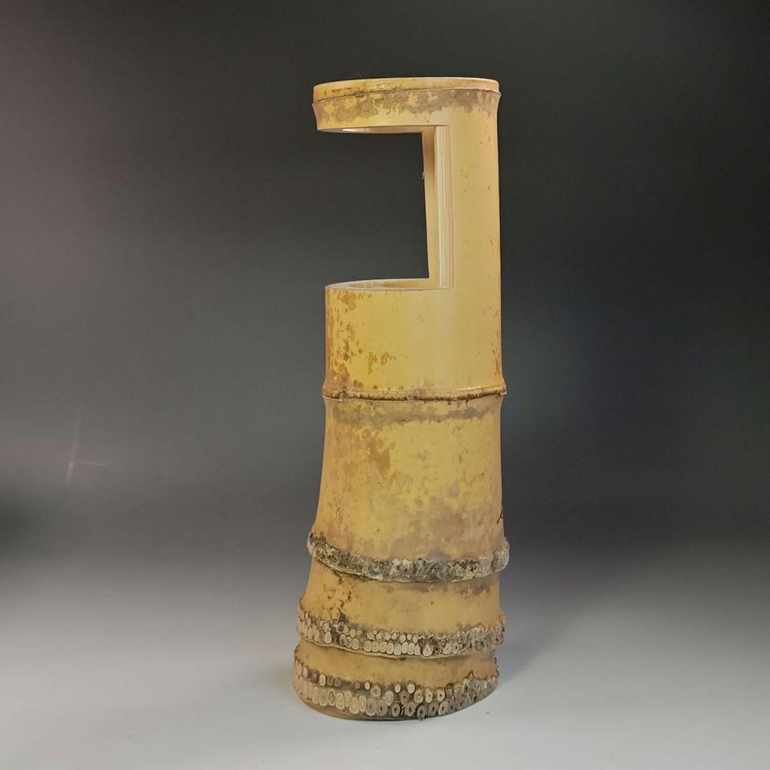 イ797 花入『大徳寺　福本積應　極箱』『銘　喫茶去』『竹器師　影林宗篤』竹花器