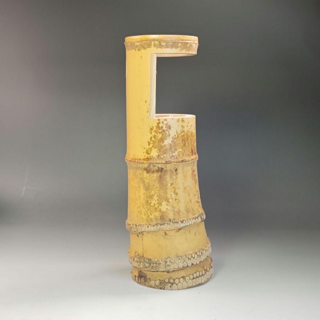 イ797 花入『大徳寺　福本積應　極箱』『銘　喫茶去』『竹器師　影林宗篤』竹花器