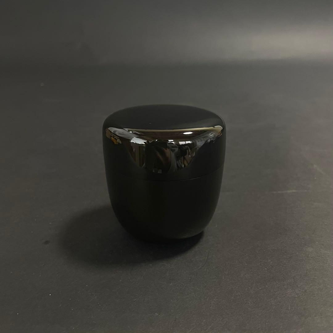 輪島黒漆塗 中棗 川岸充 栞 共布 共箱 茶道具