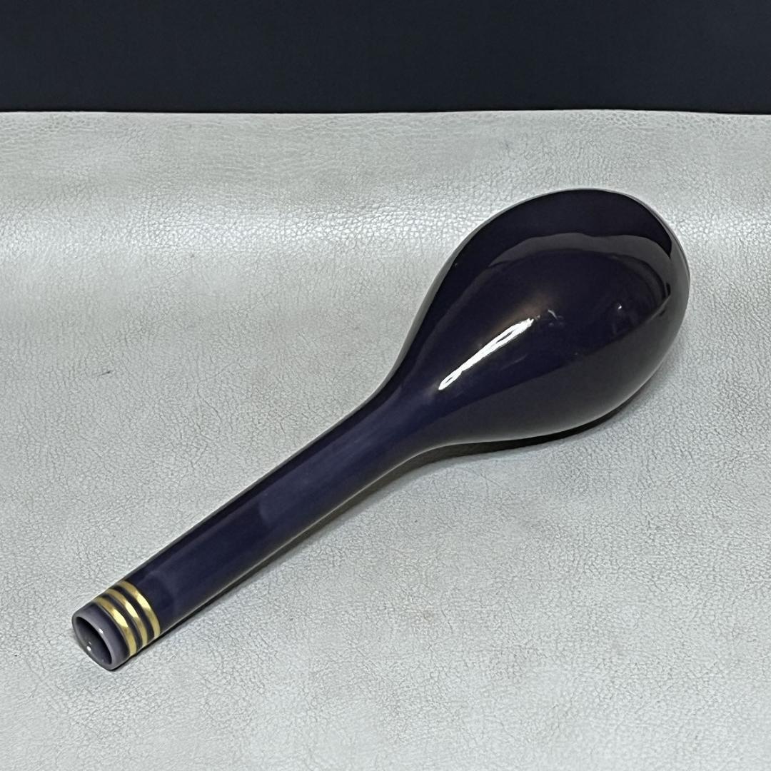 久世久宝 紫交趾 鶴首花入 共箱 花入 茶道具 【k3582】