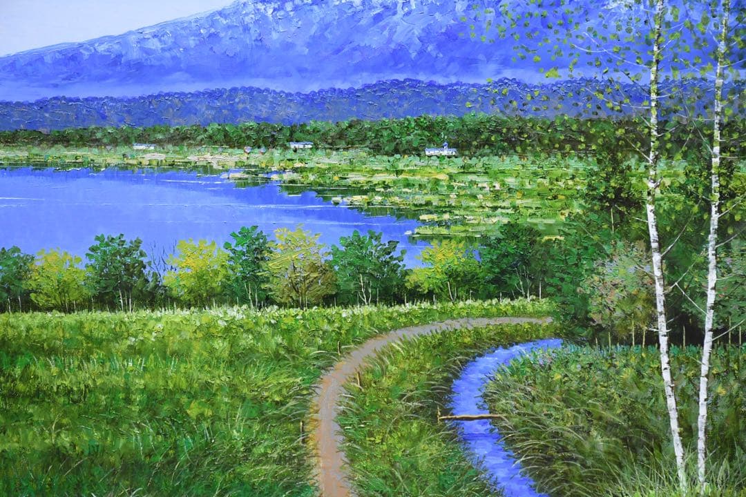 EHK88 真作保証 太田孝 信州風景 10号 油彩画 額装 肉筆 風景画