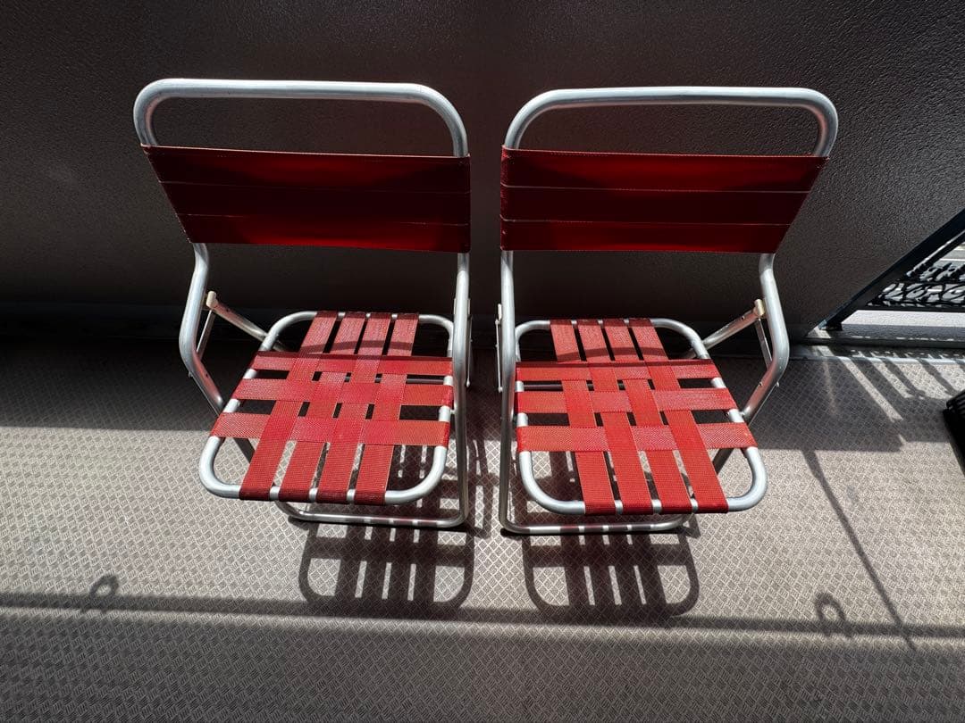 コカコーラ　 折りたたみチェア 赤　パイプイス　ヴィンテージ　2脚セット　中古