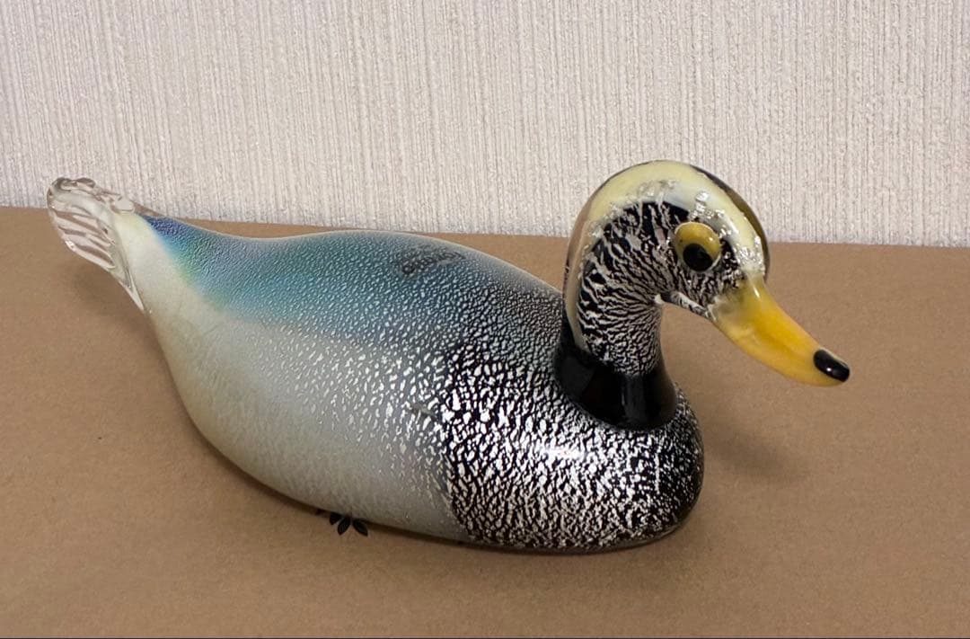 ムラーノ Murano アートガラス ガラスオブジェ アヒル マガモ 水鳥 置物