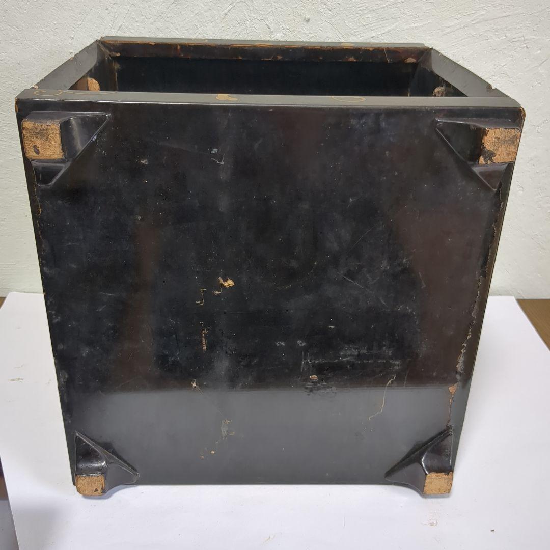 漆鏡箱　鉄線紋様　漆塗り小引き出し　レトロ