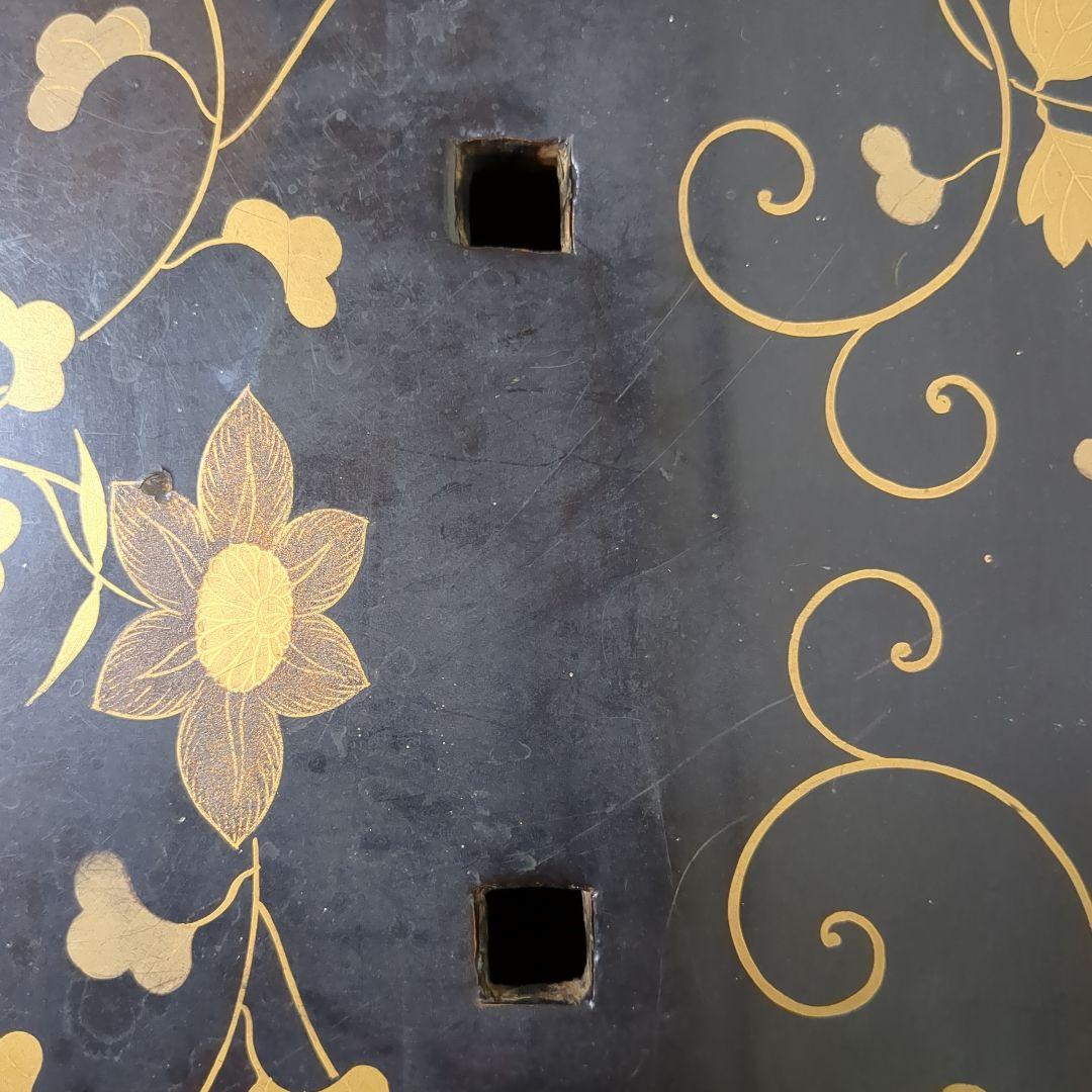 漆鏡箱　鉄線紋様　漆塗り小引き出し　レトロ