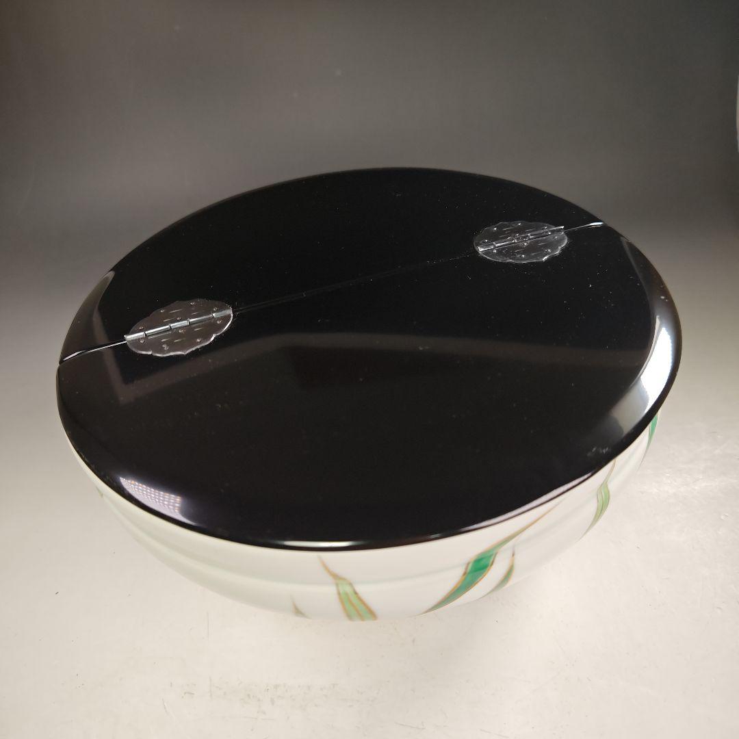 ウ245 水指『洞華造』『色絵芦　平水指　共箱』茶道具　塗蓋