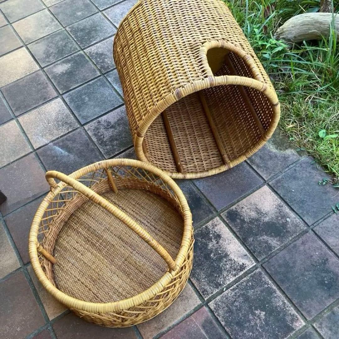 ラタン製キャットベッド ハンドル付き 早いもの勝ち